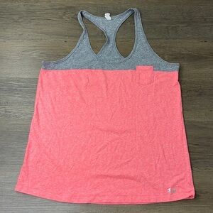 Under Armour Women’s Pink and Grey HeatGear Racerback Tank, size XL